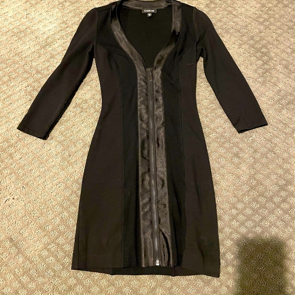 Bebe black Full Zip Plunge Dress